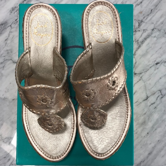 Jack Rogers Marbella Wedge Platinum Size 9 - Picture 2 of 6